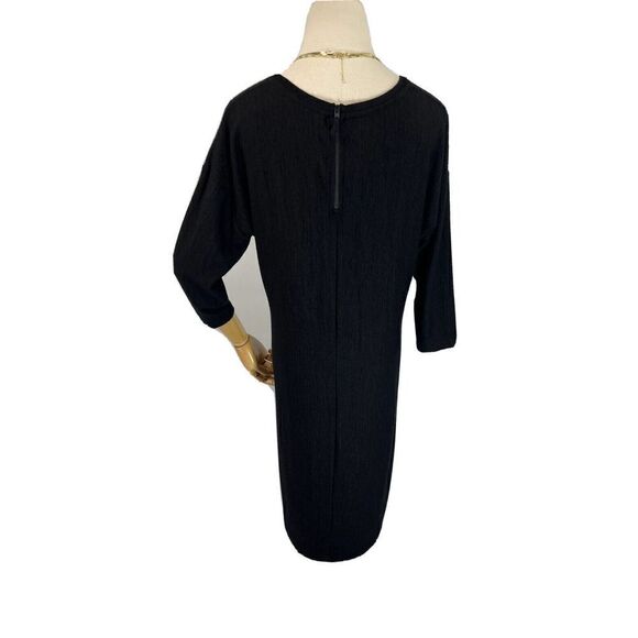 Soft Surroundings Size Small Black Shift Dress 3/4 Sleeve Soft Rayon Blend - Picture 3 of 12